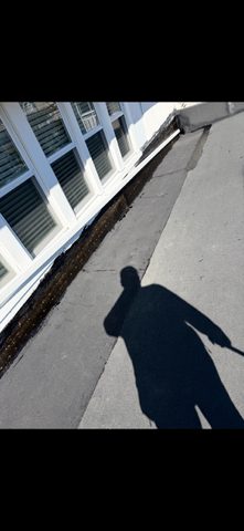 Before and After Pictures Black Granulated Rubber and New Downspouts to take water off of the Roof — photo 4